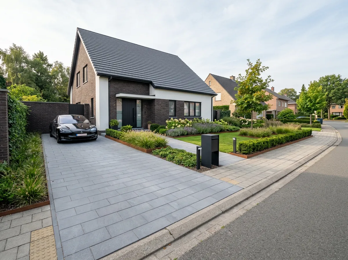 Wide shot van voltooid wegenproject