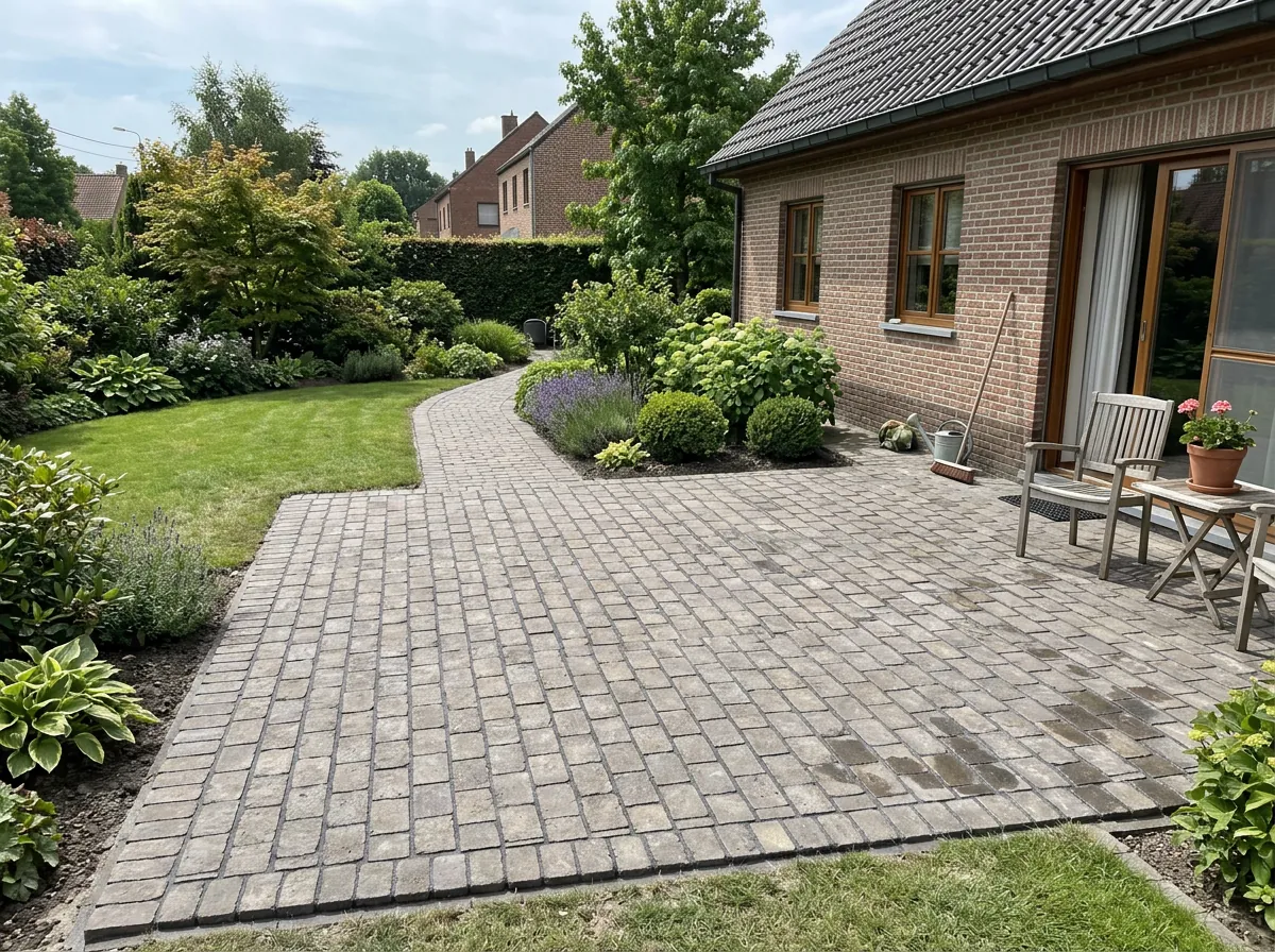 Smartphone foto van oprit aanleg ter plaatse