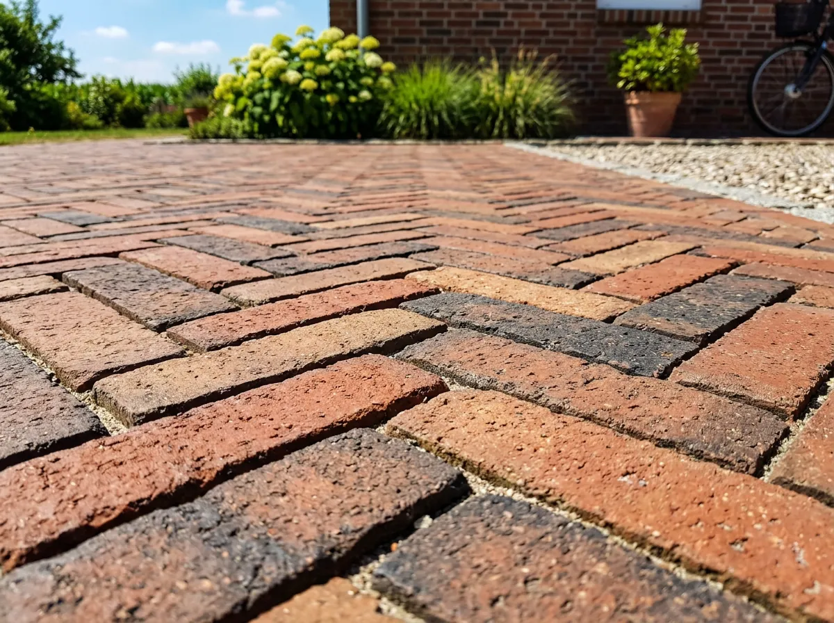 Close-up van strak geplaatst klinkerwerk