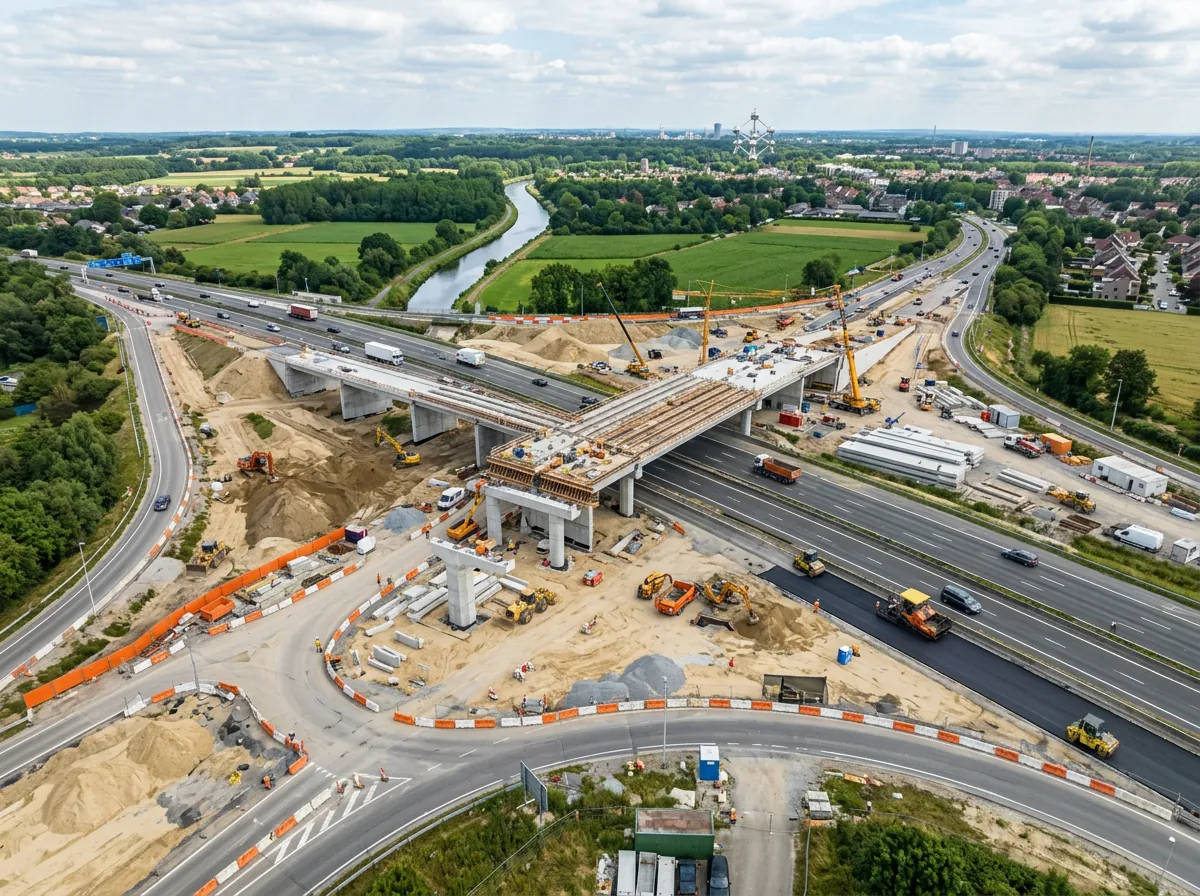 Grootschalig wegenproject met luchtperspectief